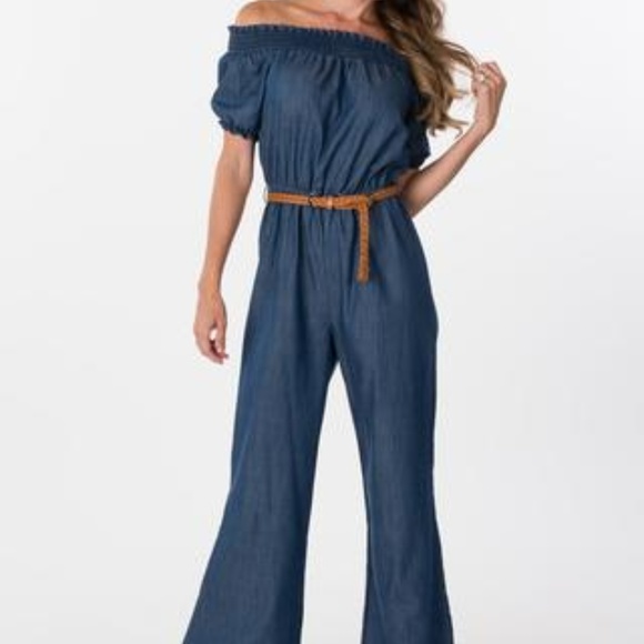 off the shoulder one piece jumpsuit